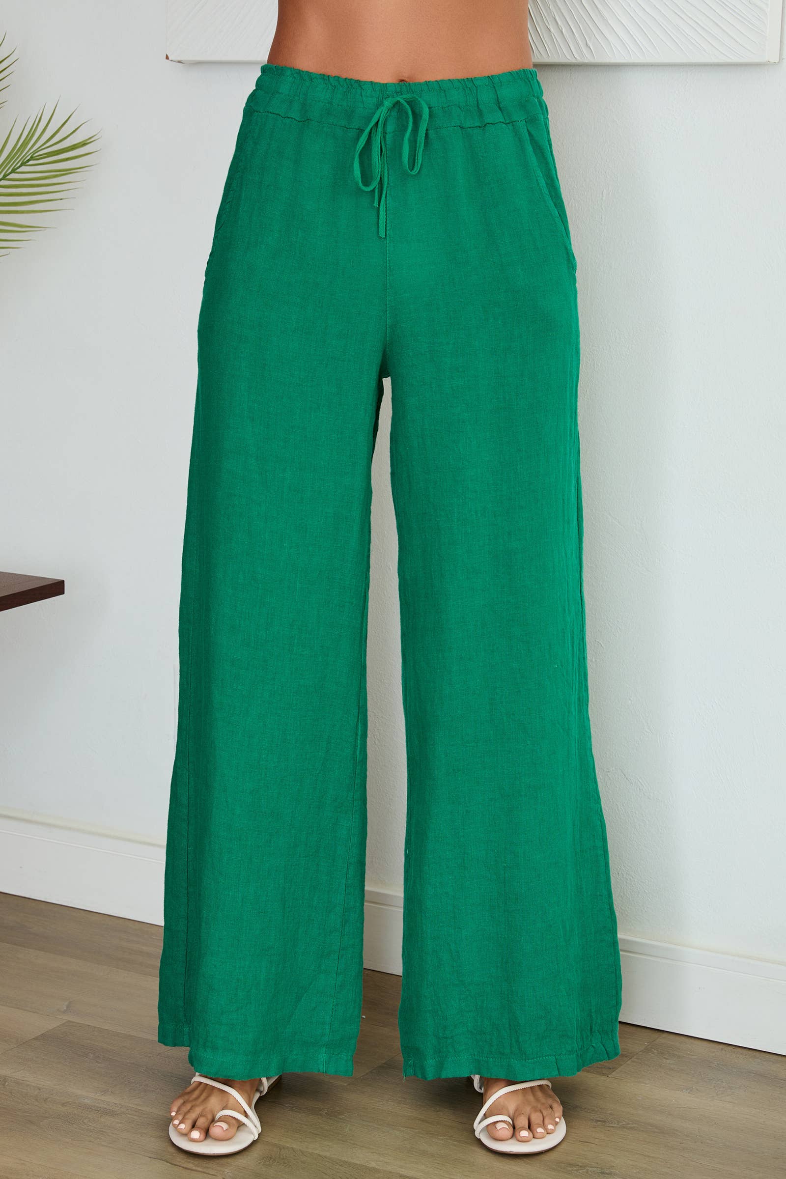 VENTI6 - DRAWSTIRNG WAISTBAND LINEN PANTS (12-03)