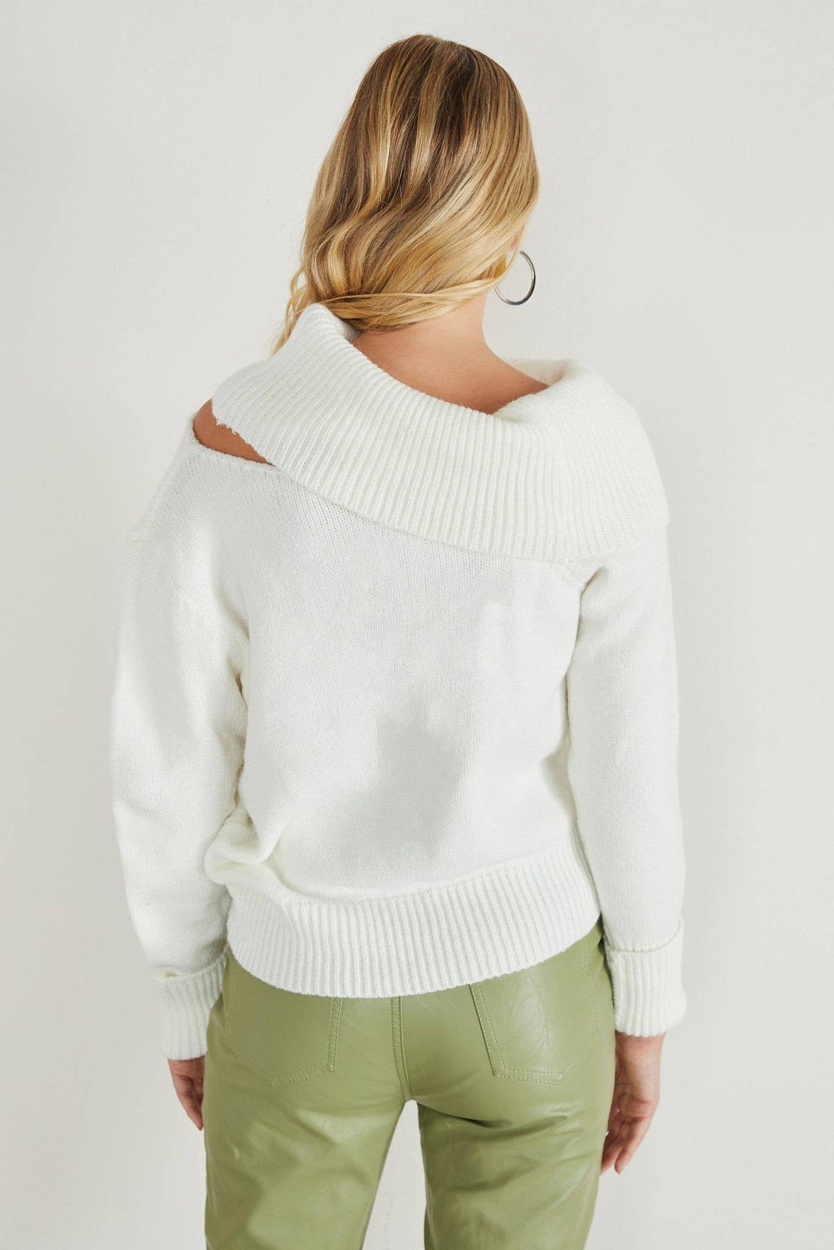 SOLID OFF SHOULDER LONG SLEEVE SWEATER KNIT TOP