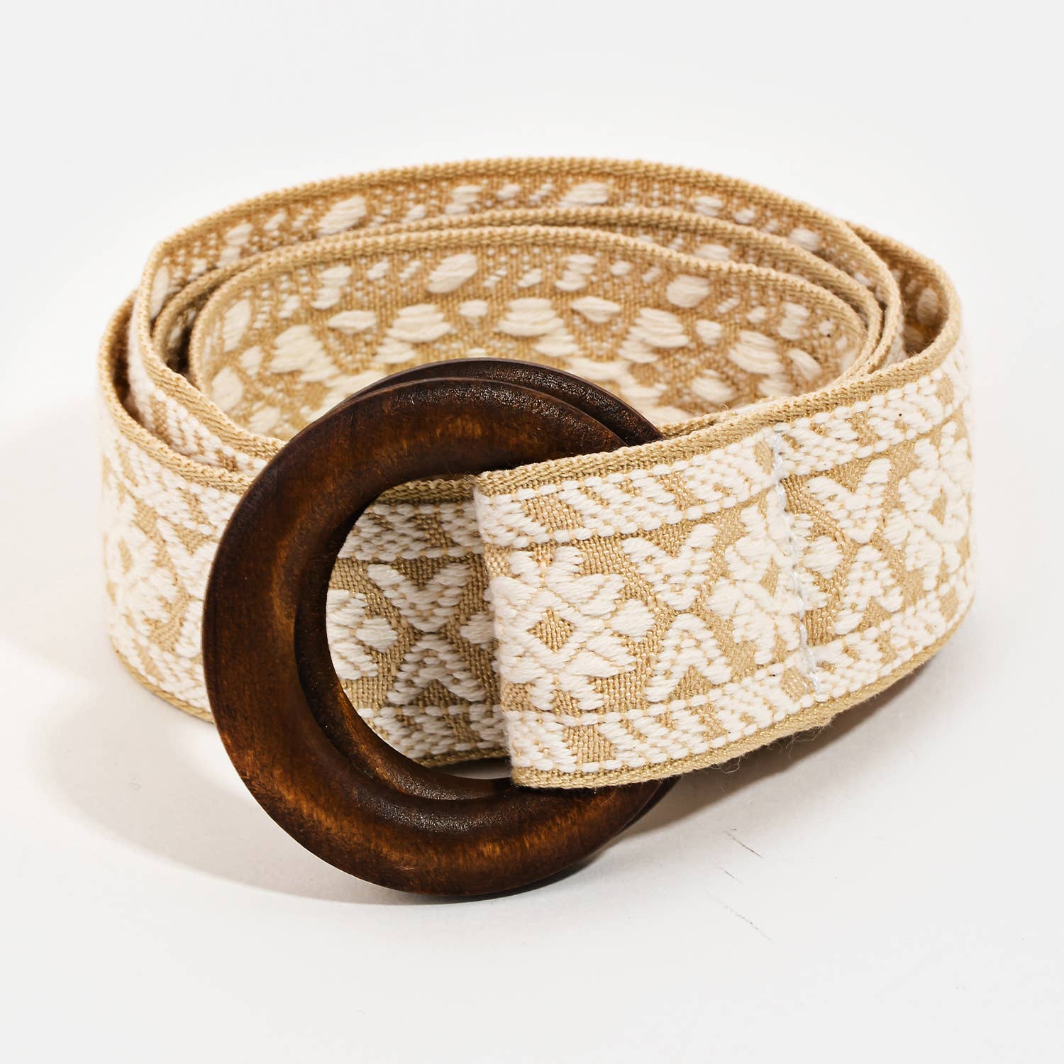 Double Wooden Ring Embroidered Belt