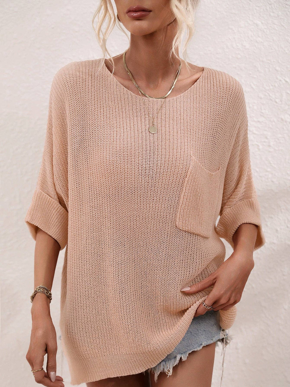 Ladies Mid Sleeves Hollow Out Daily Blouse