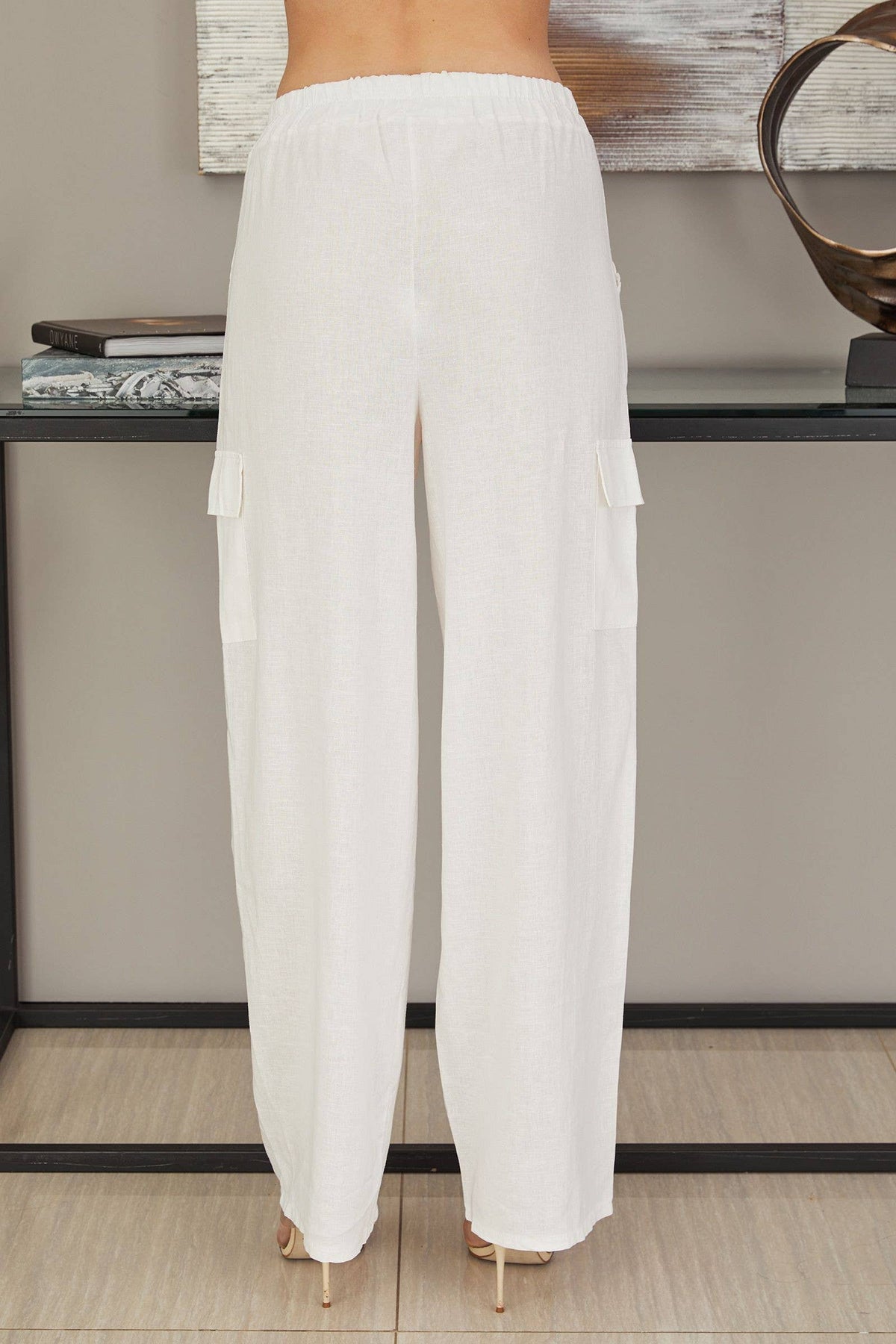 VENTI6 -LINEN PANTS WITH CARGO POCKET