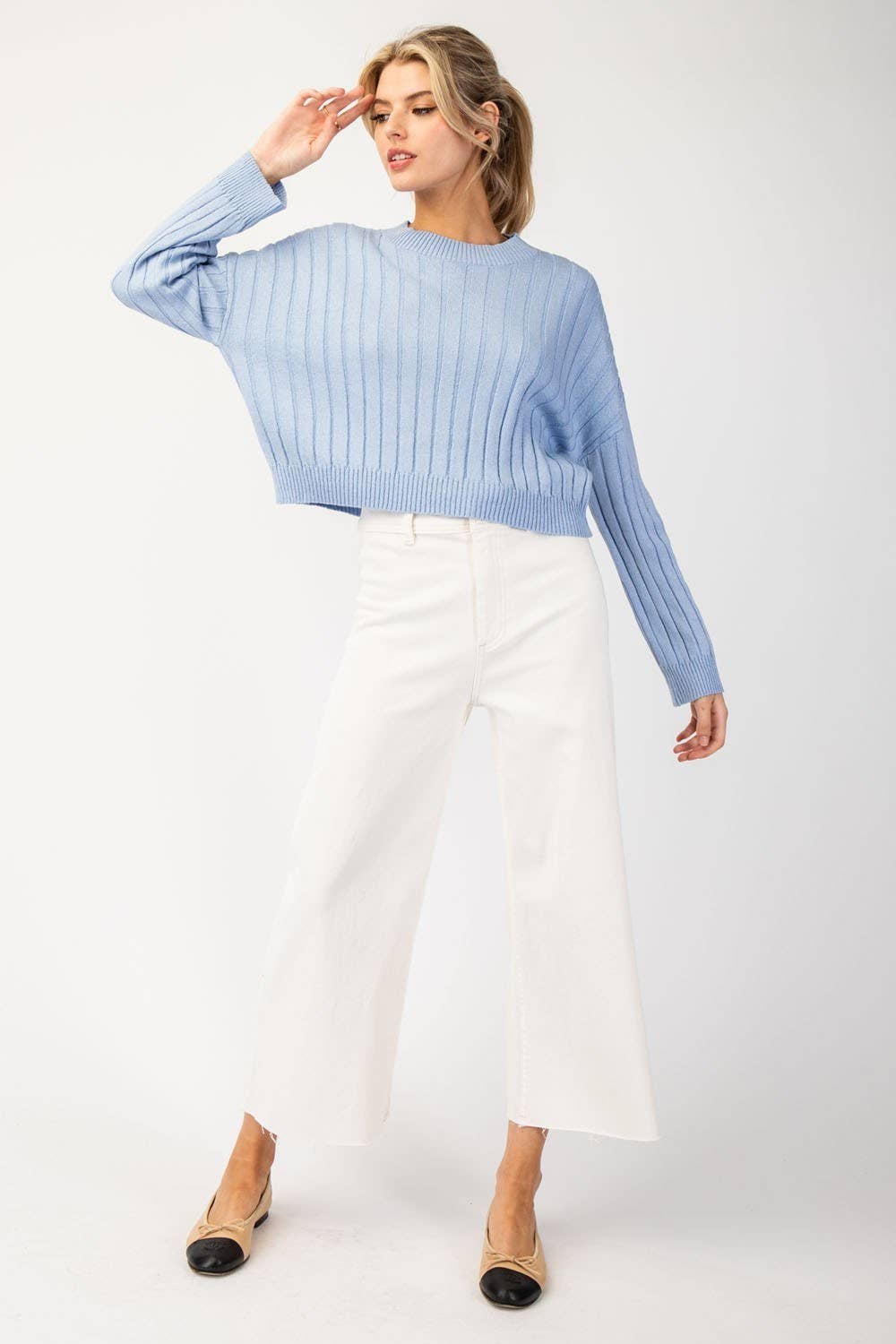 Powder Blue Ribbed Sweater