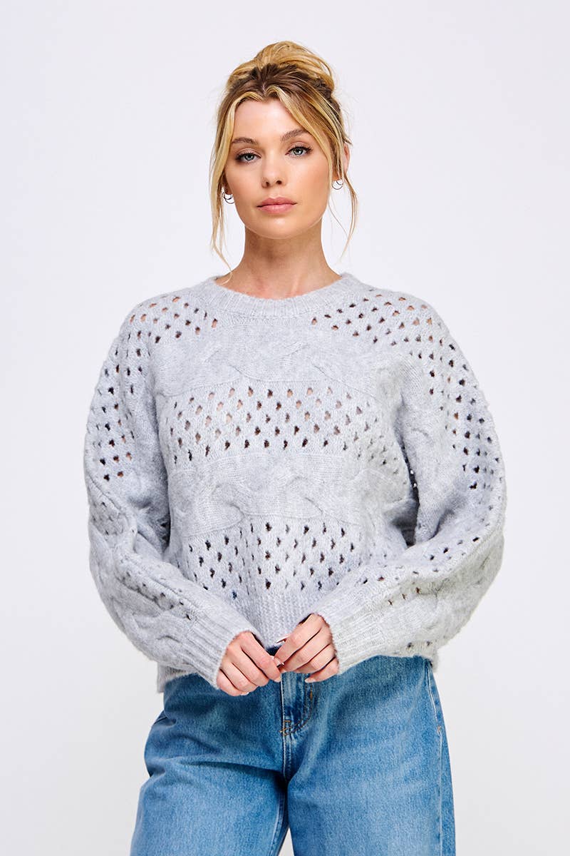 Allie Rose - Open Knit Oversized Sweater