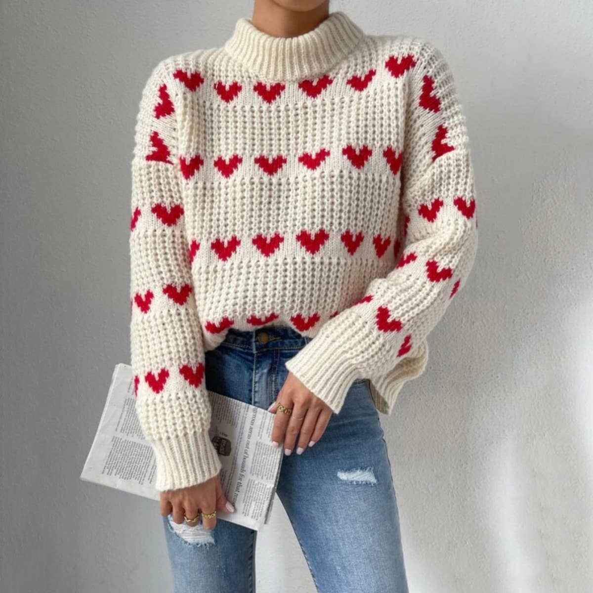 LOOSE LOVE JACQUARD PULLOVER SWEATER