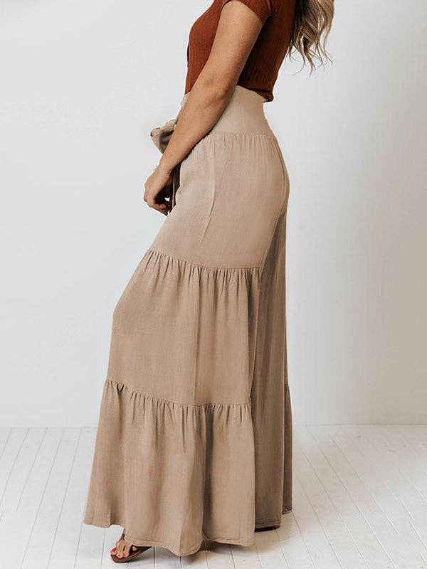 Boho High Waisted Solid Color Casual Wide Leg Pants