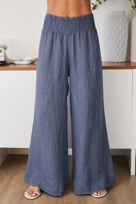 Linen Smocked Waist Pant