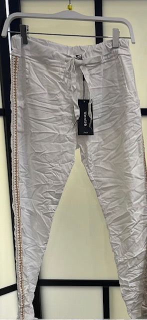 Venti6 Rhinestone side stripe crinkle jogger