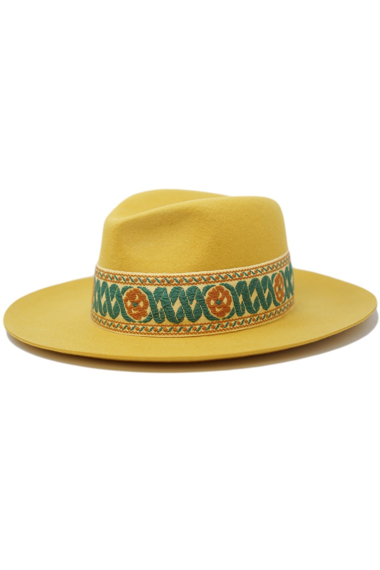 Olive & Pique - MAXIME Pinched crown fedora with detailed band.