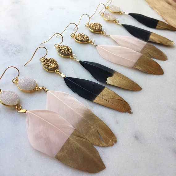Laalee Jewelry - Gold Dipped Feather Earrings
