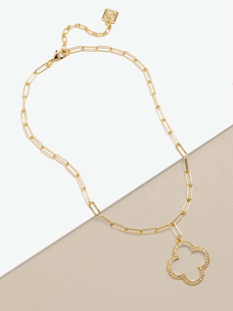 ZENZII Jewelry - Pave Quatrefoil Charm Collar Necklace