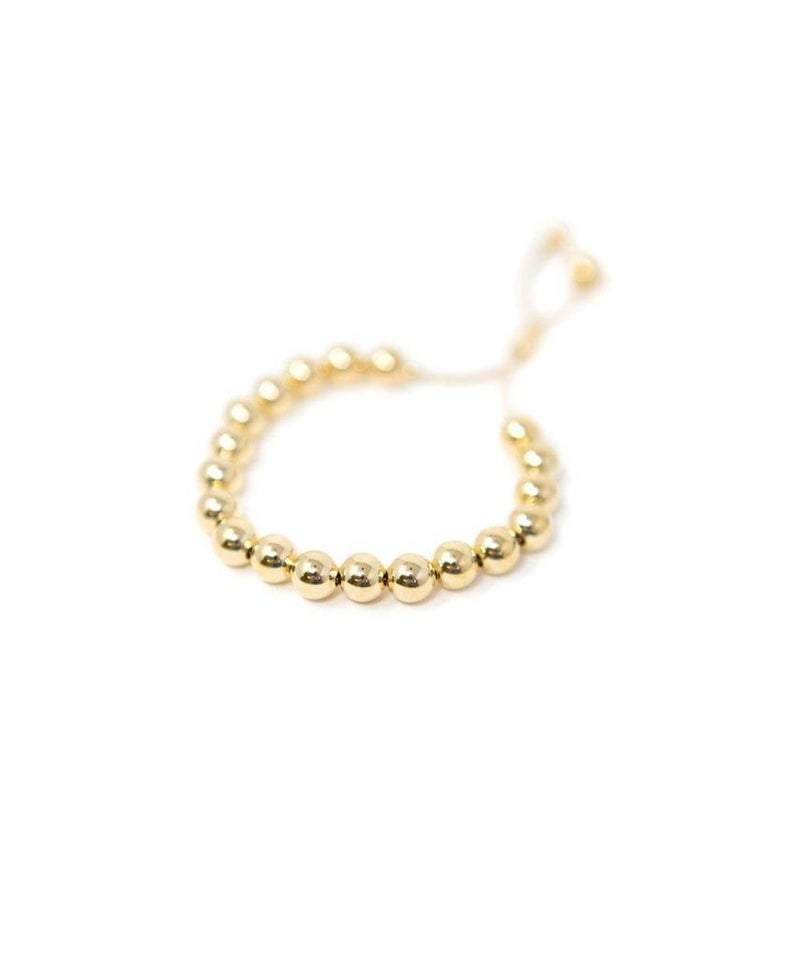 18K Gold Filled Bead Gemstone Bracelet, Gold Bead Adjustable Bracelet
