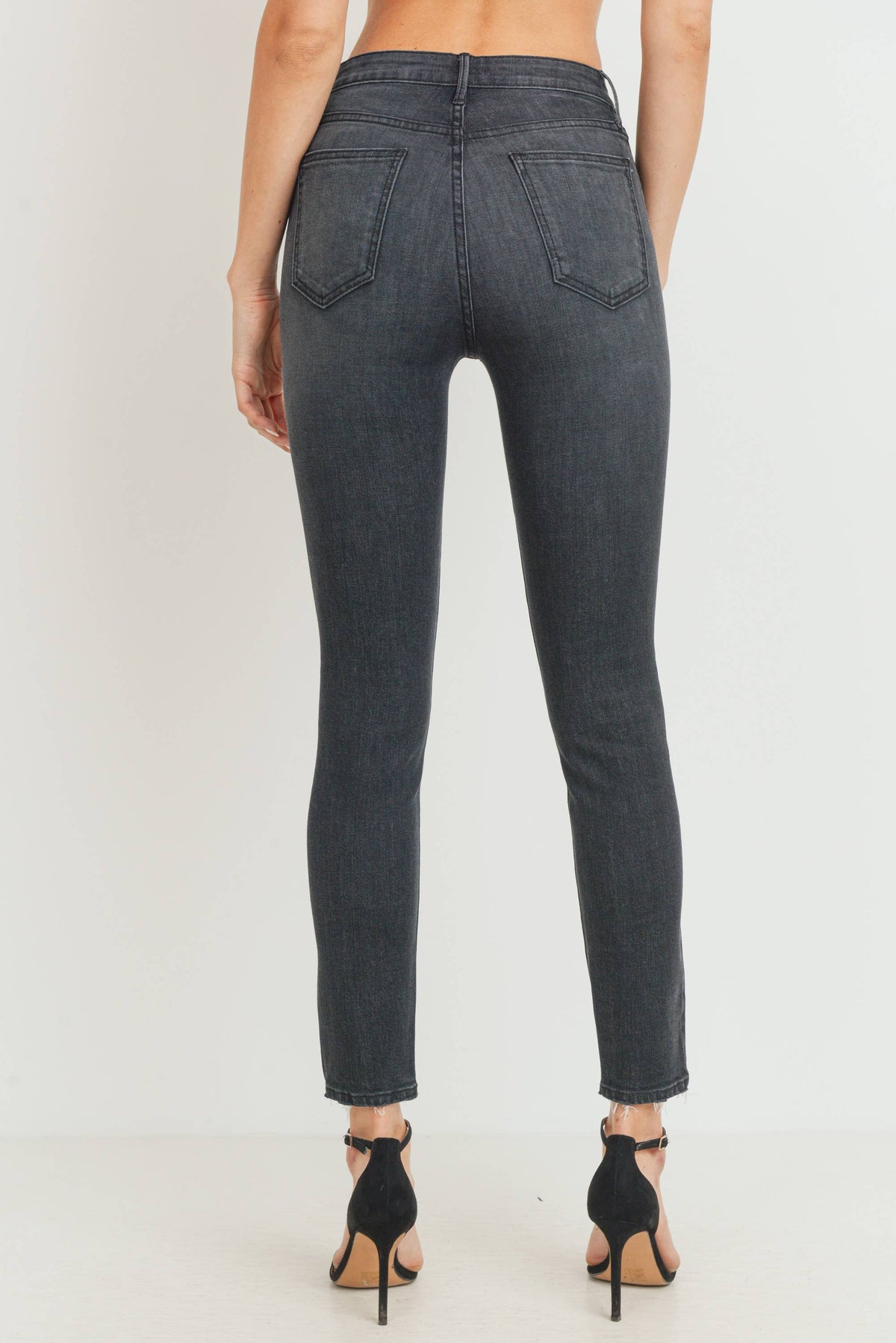 Just Black Denim - High Rise Skinny w/ Distress Hem