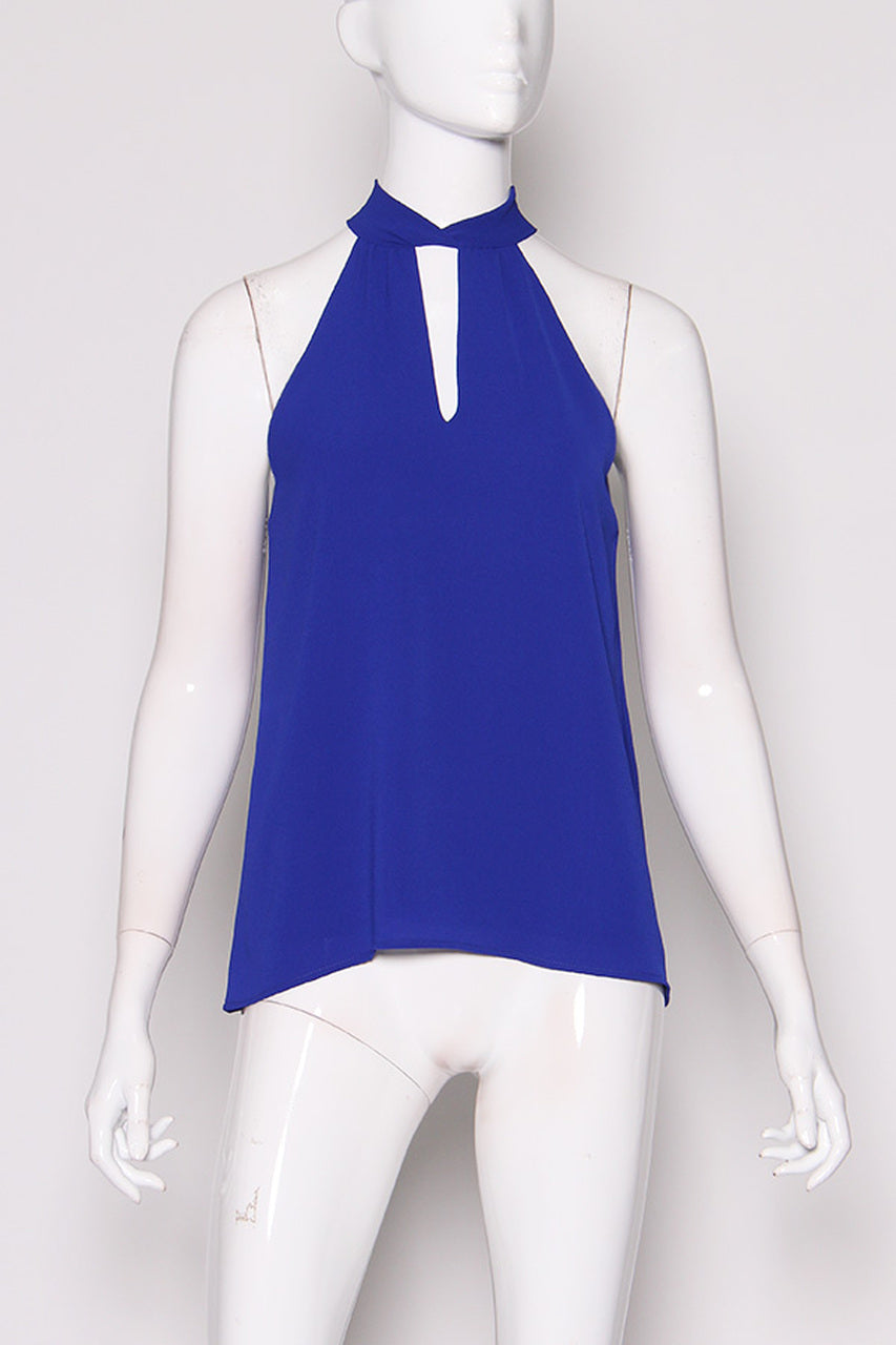 Tyche - Textured Solid Twisted Neck Detail Top