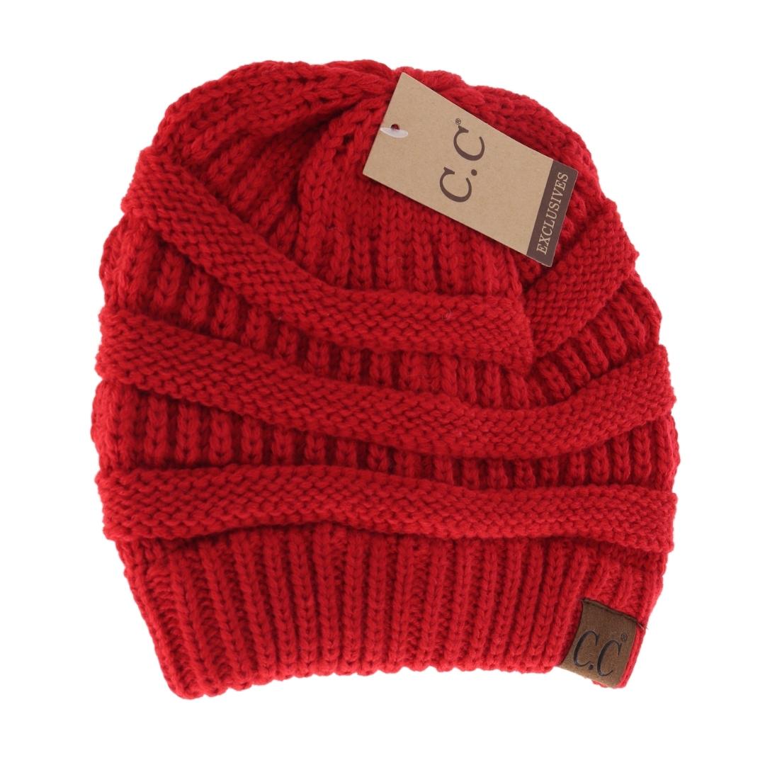 Classic Ribbed Knit Solid Color Beanie