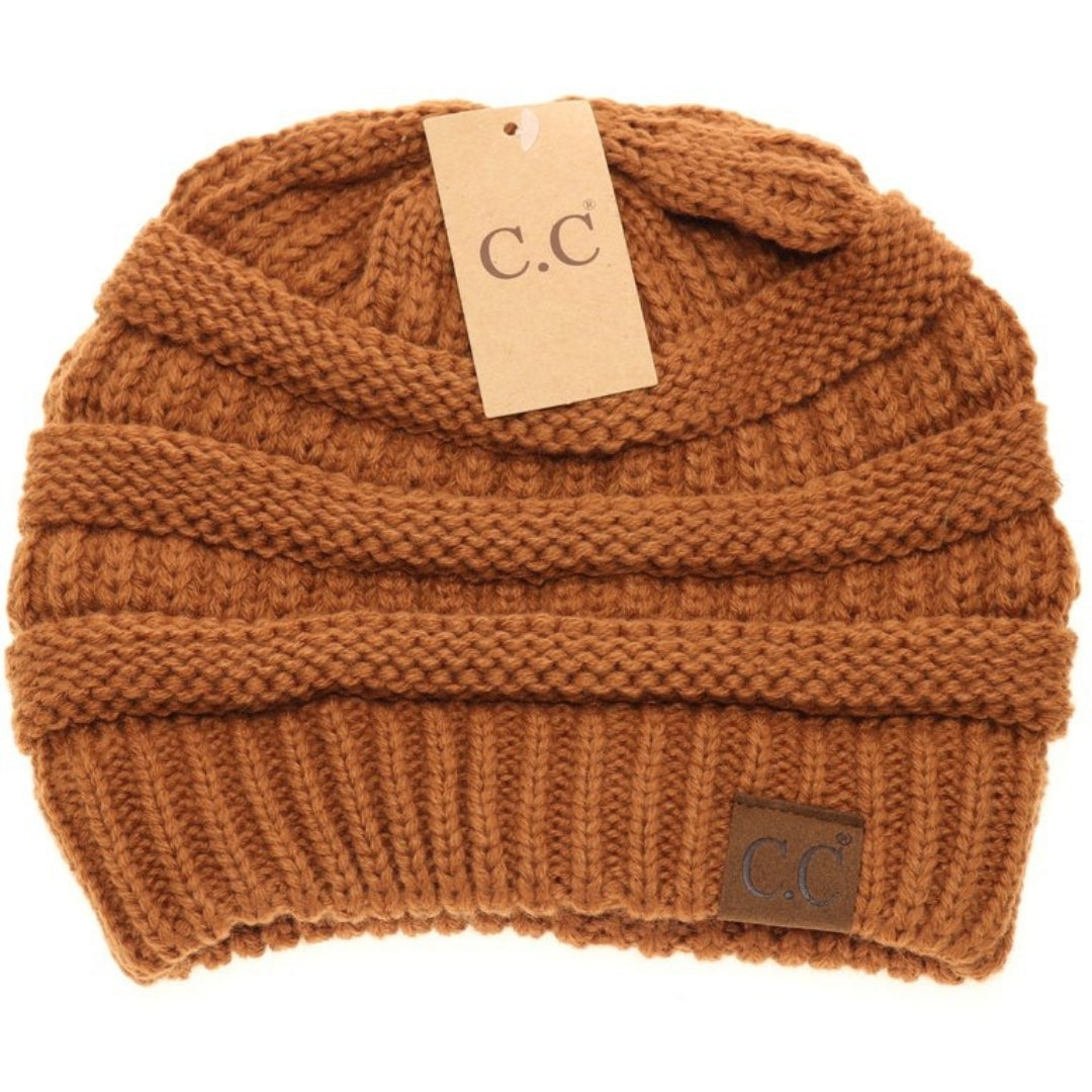 Classic Ribbed Knit Solid Color Beanie