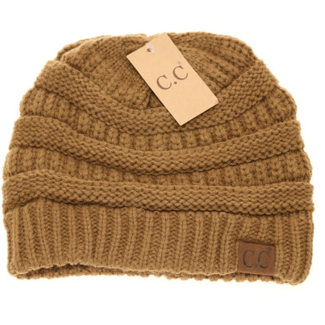 Classic Ribbed Knit Solid Color Beanie