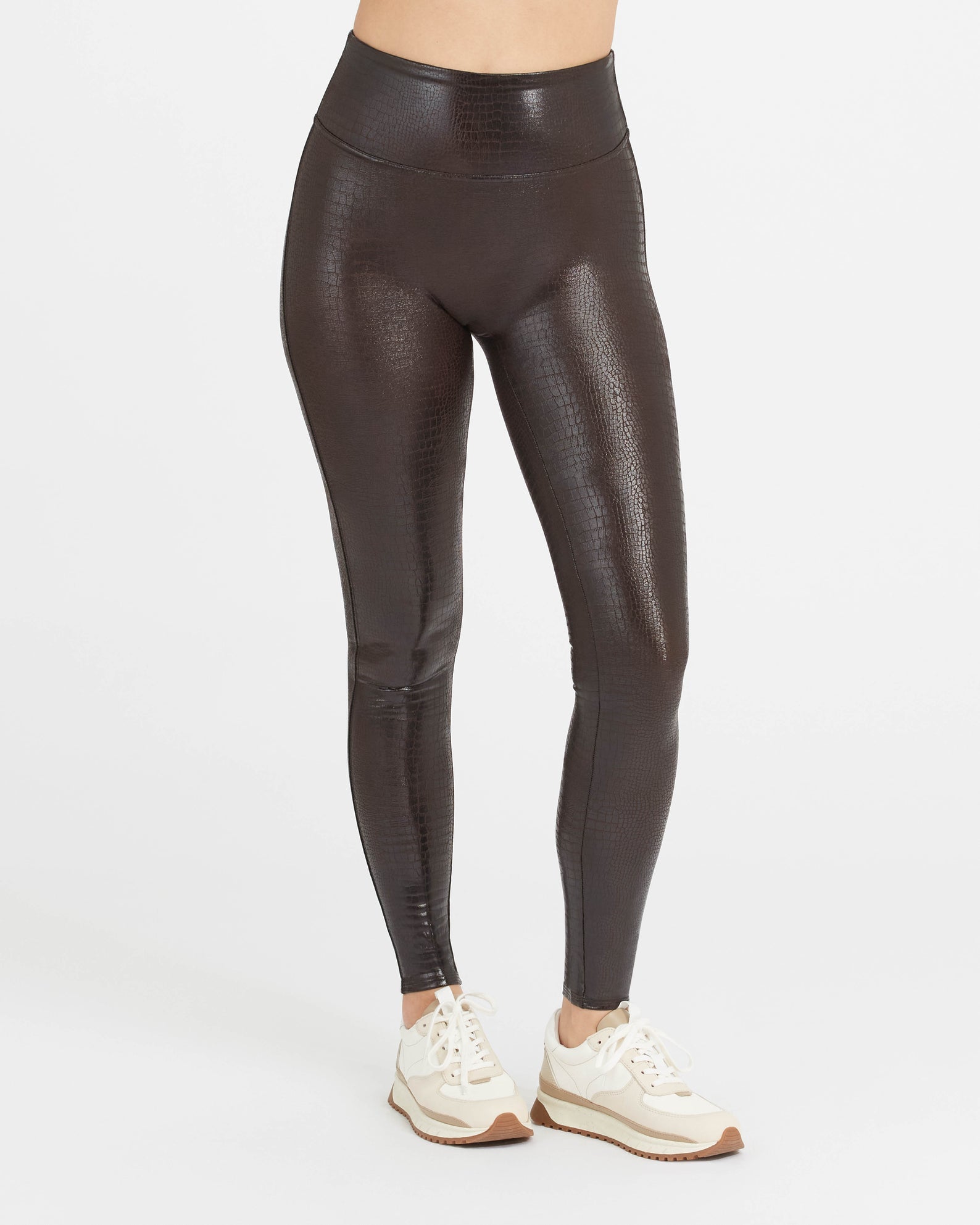 SPANX - CROC SHINE! Everyone's favorite Faux Leather Leggings are now in  limited edition Croc Shine! With a brown/black glossy, shine finish, these  leggings add style and chicness to your Fall looks. #