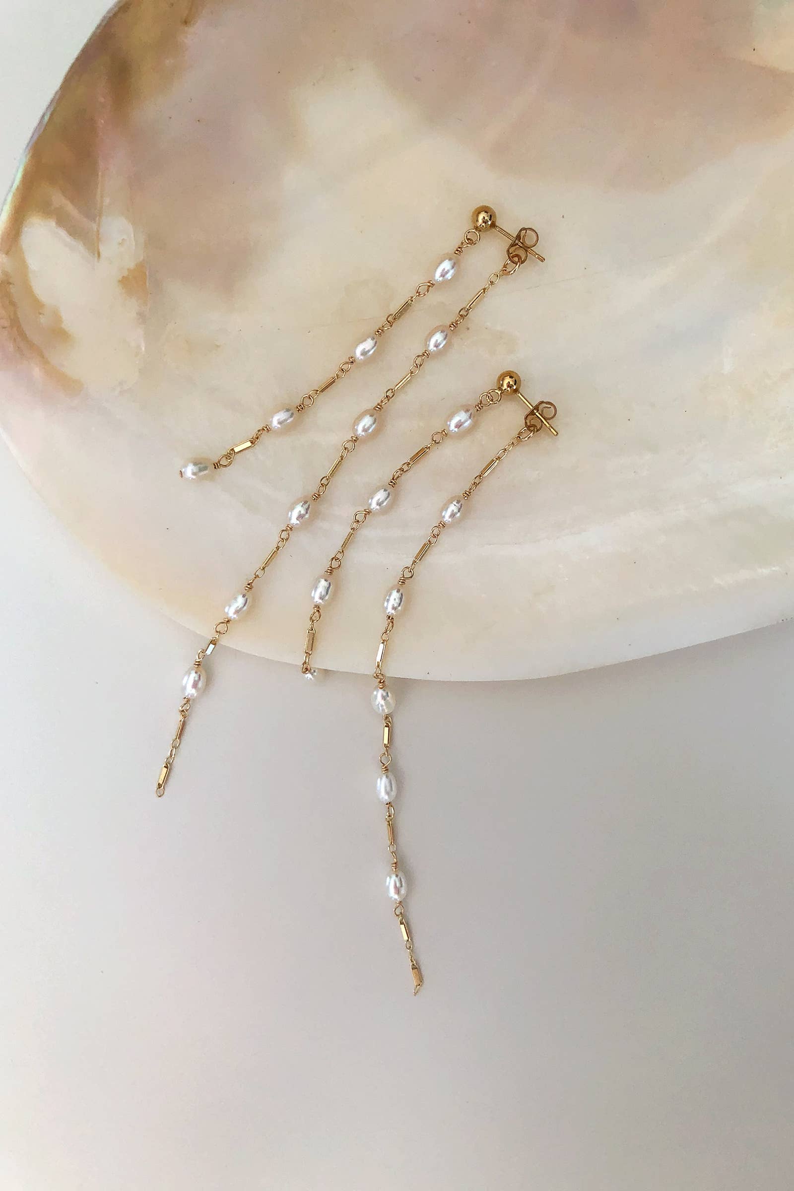 Christine Elizabeth Jewelry - Dripping Freshwater Pearl 360 Earrings - White
