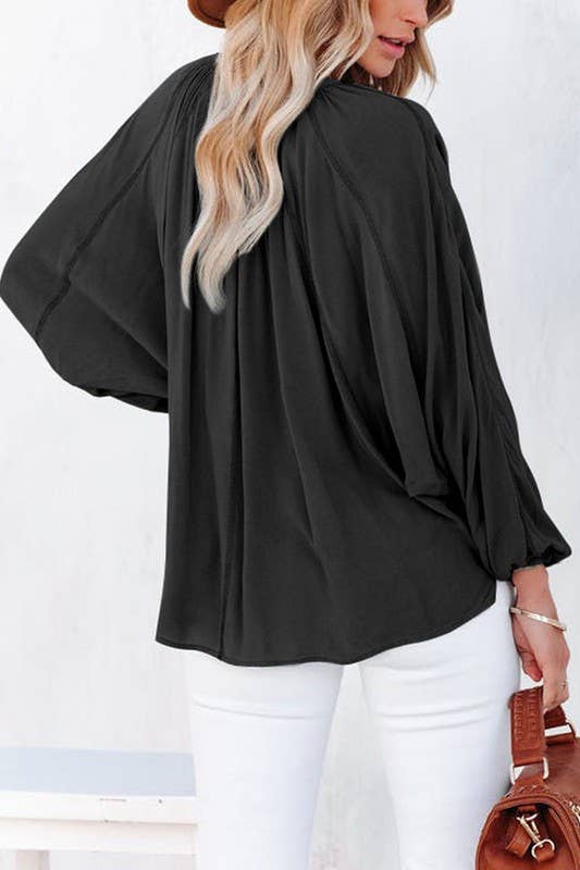 Lakeside Long Dolman Sleeve Top Black