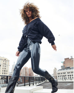 Blue patent deals leather pants